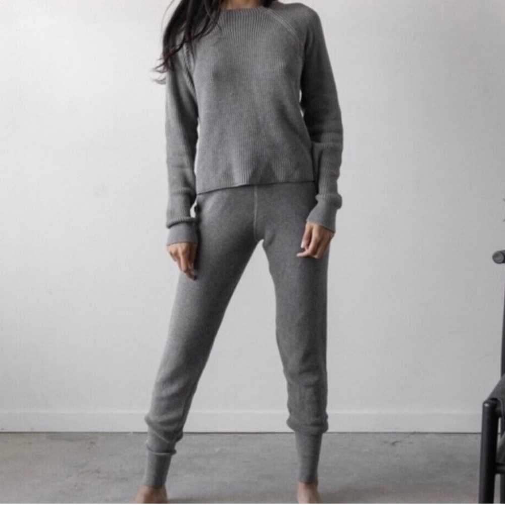 Lunya Pima Cotton and Alpaca Waffle Knit Joggers - sz M